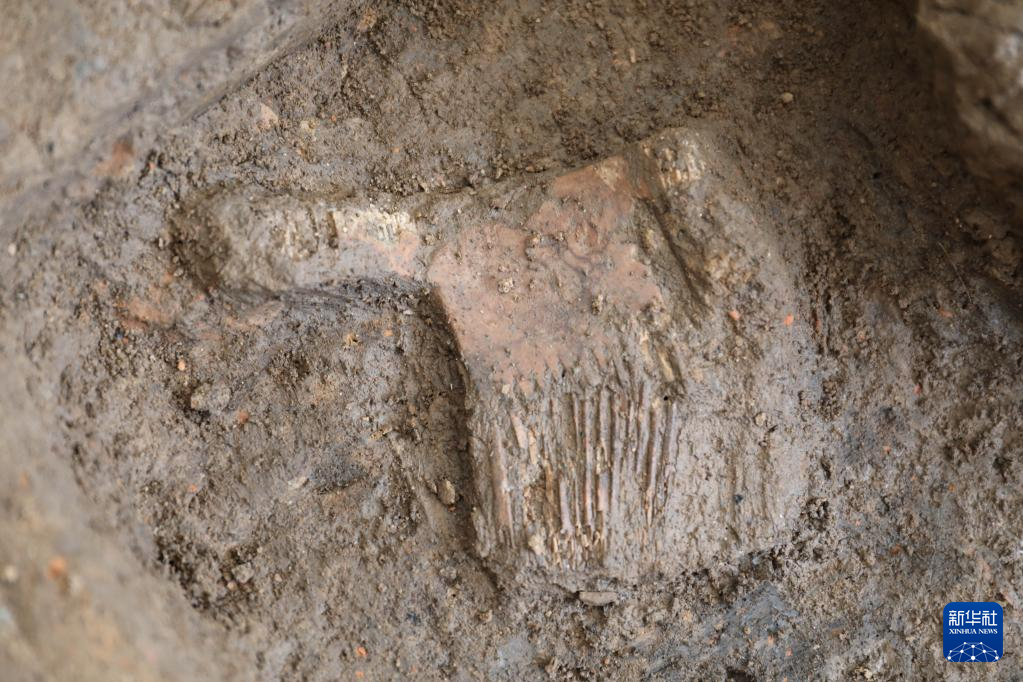 河南南陽市黃山新石器時代遺址出土的屈家?guī)X文化骨梳（資料圖）。