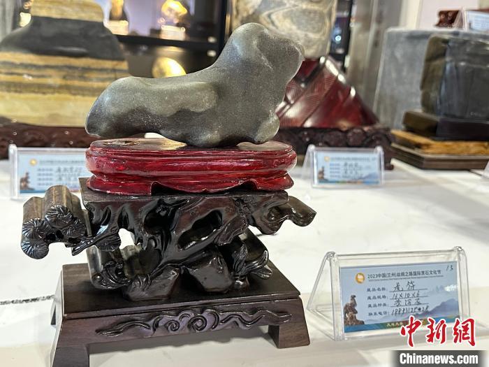 8月3日——7日，2023中國(蘭州)絲綢之路國際賞石文化節(jié)在甘肅國際會(huì)展中心舉行。圖為名為《虎符》的黃河石。楊娜 攝</p><p>